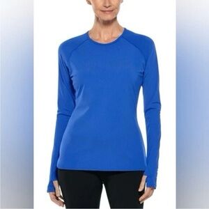 Coolibar Kawela Swim Top Sz XL Built in bras UPF 50+ #10416 Womens Baja Blue